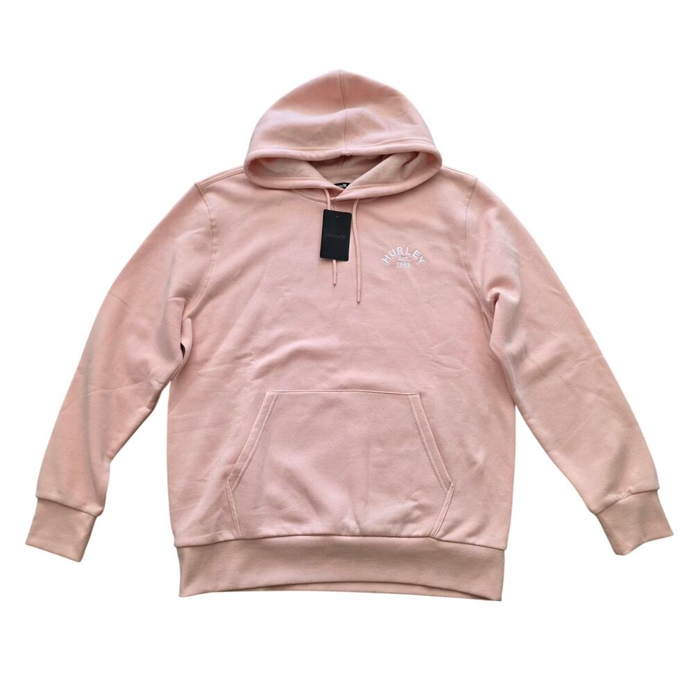Hurley Stripey Sunrise Pullover Hoodie Candy Pink NWT Large